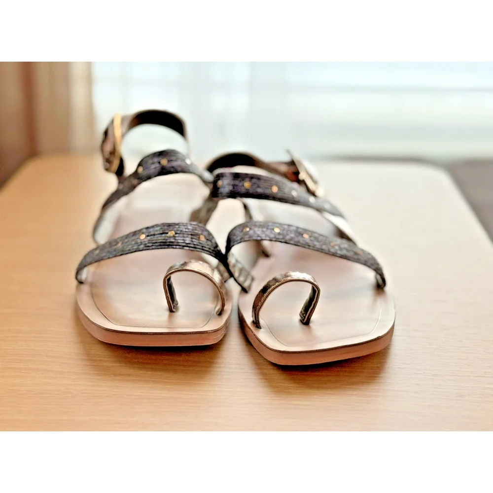 Franco Sarto Women's Classic Flat Sandal Brown Raffia SZ 8 M